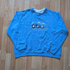 Vintage Light Blue Penguin Ugly Christmas Sweater